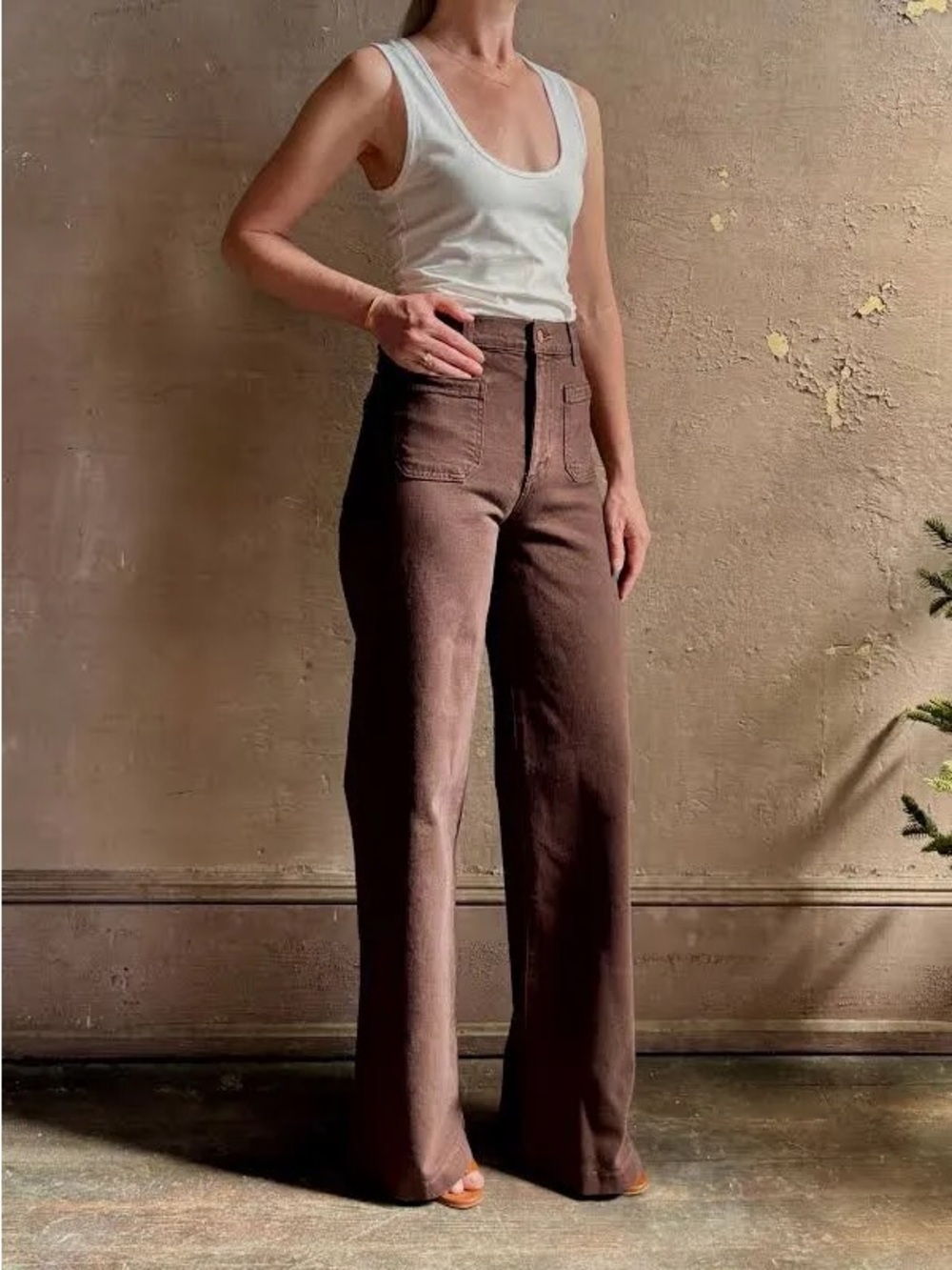 Le Jean Virginia Wide Leg Cocoa Jeans - size 28 - NWT